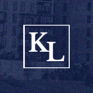 K & L text in a square with a blue background
