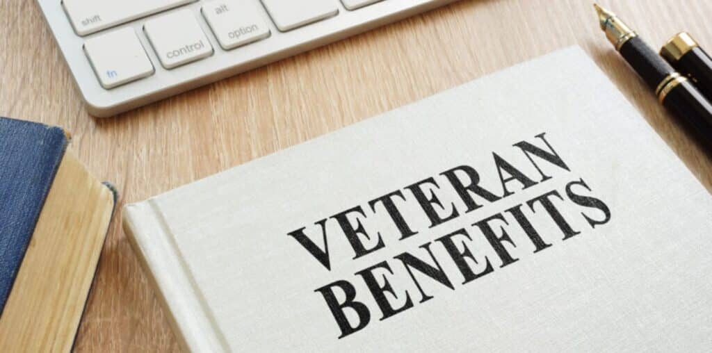 Book about Veteran Benefits on a desk.